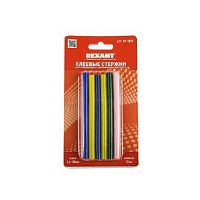 Клеевые стержни 11мм Rexant L=100 мм Цветной (12шт/уп) Блистер   картинка